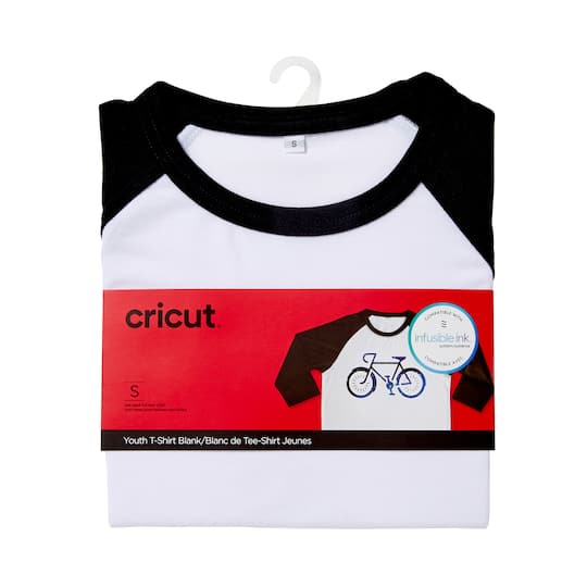 Cricut&#xAE; Unisex Youth Raglan Sleeve T-Shirt Blank